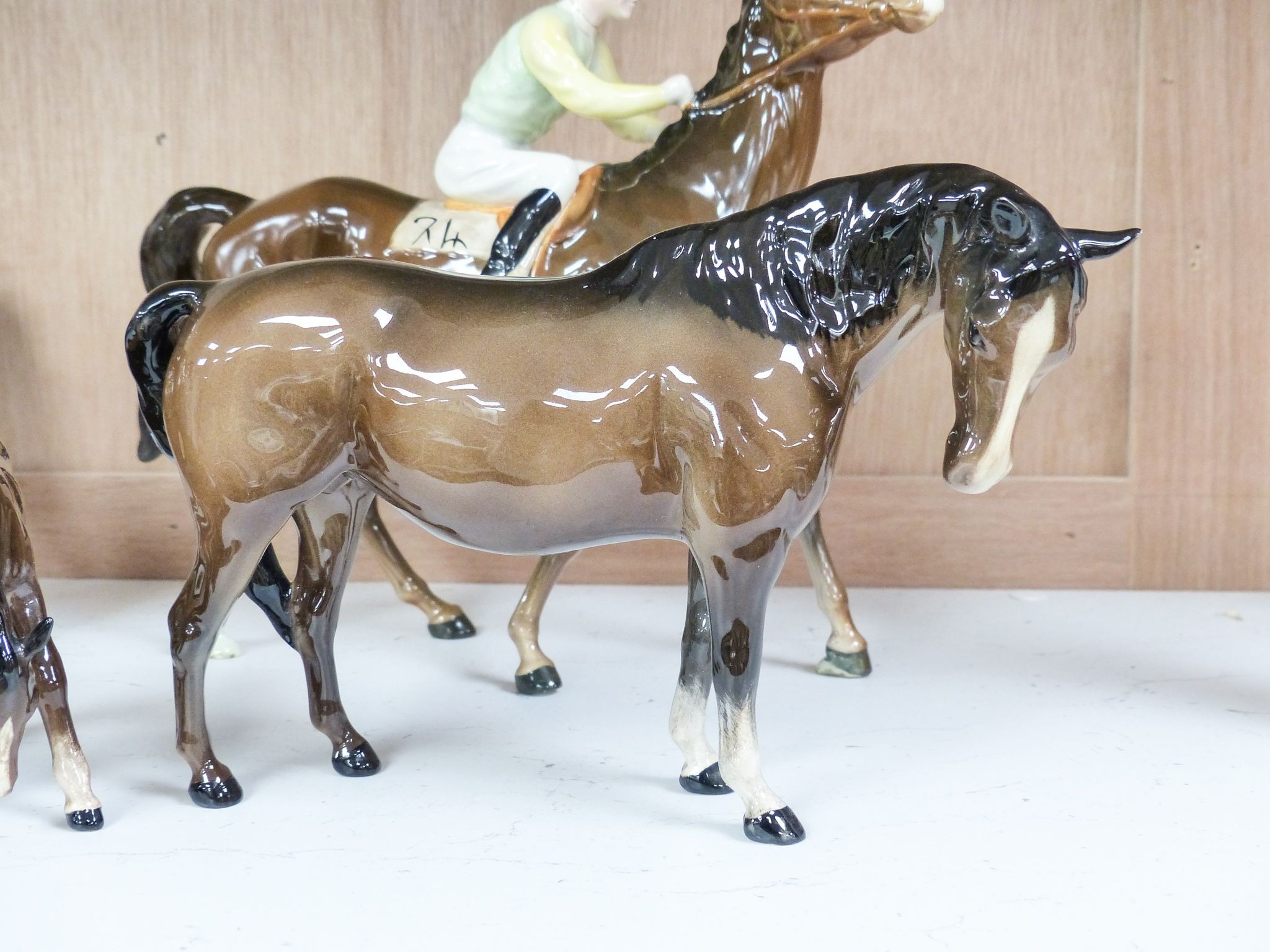 Five Beswick horses and two Beswick dogs, tallest 21.5 cm